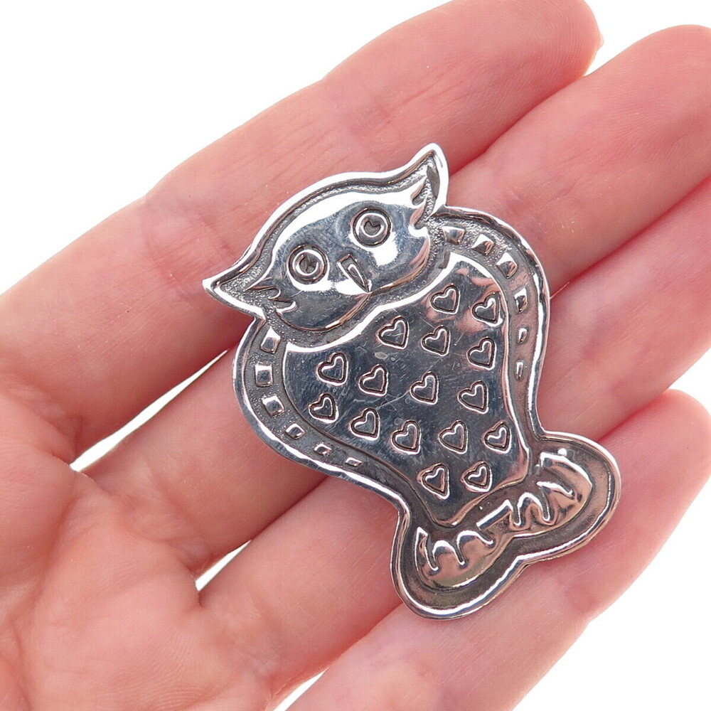 EFS Save the Children 925 Sterling Silver Vintage Wise Owl Oxidized Pin Brooch
